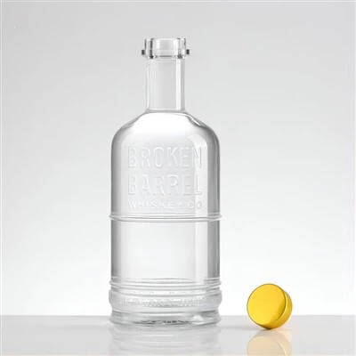 Стеклянная бутылка для виски с тиснением